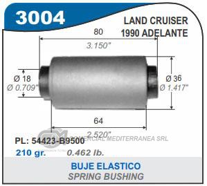 BUJE DE SUSPENSION CAPEMI TOYOTA LAND CRUISER 90/00 BUJE TENSOR DELANTERO 18X36X80 MM