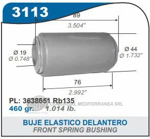 BUJE DE SUSPENSION CAPEMI CHEVROLET CHEVY BUJE ELASTICO DELANTERO 19X45X85 MM