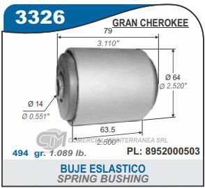 BUJE DE SUSPENSION CAPEMI JEEP GRAND CHEROKEE BUJE ELASTICO TRASERO PARTE DELANTERA 14