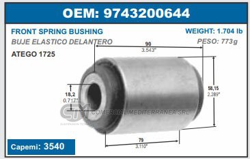 BUJE DE SUSPENSION CAPEMI MERCEDES BENZ ATEGO 1725 BUJE ELASTICO DELANTERO PARTE TRASE