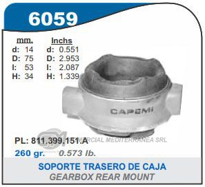 SOPORTE DE CAJA CAPEMI VW GACEL/SENDA/SAVEIRO / FORD GALAXY SOPORTE TRASERO DE CAJA