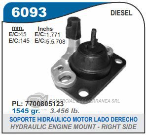 SOPORTE DE MOTOR CAPEMI RENAULT CLIO 92/99 SOPORTE HIDRAULICO DE MOTOR LADO DERECHO