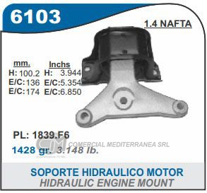 SOPORTE DE MOTOR CAPEMI CITROEN C3 1.4 03/13 SOPORTE HIDRAULICO DE MOTOR LADO DERECH