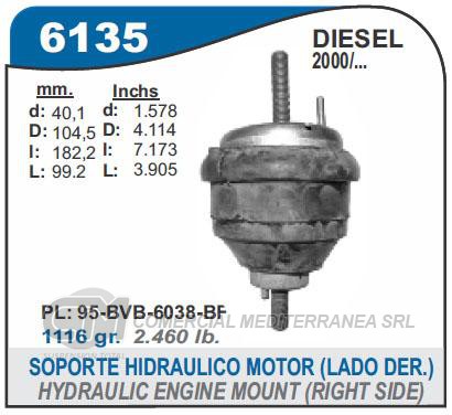 SOPORTE DE MOTOR CAPEMI FORD TRANSIT 96/03 SOPORTE HIDRAULICO DE MOTOR LADO DERECHO