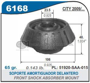 CAZOLETA SUSPENSION HONDA CITY 09/.. .FIT CAZOLETA AMORTIGUADOR 