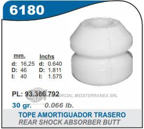TOPES DE SUSPENSION CAPEMI CHEVROLET AGILE 09-.. TOPE AMORTIGUADOR TRASERO