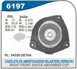 CAZOLETA DE SUSPENSION CAPEMI NISSAN TIIDA 1.8 07/.. CAZOLETA DE SUSPENSION DELANTERA DERE