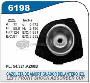 CAZOLETA DE SUSPENSION CAPEMI NISSAN TIIDA 1.8 07/.. CAZOLETA DE SUSPENSION DELANTERA IZQU