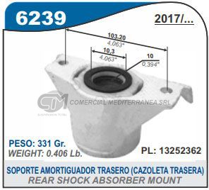 CAZOLETA DE SUSPENSION CAPEMI CHEVROLET CRUZE 16/.. CAZOLETA DE SUSPENSION TRASERA CON ROD