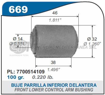 BUJES SUSPENSION RENAULT 12