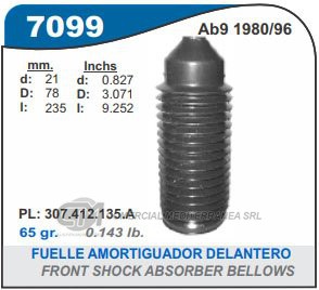 FUELLE DE TRANSMISION CAPEMI VOLKSWAGEN GOL/SAVEIRO FUELLE AMORTIGUADOR DELANTERO