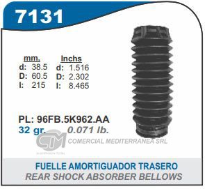 FUELLE DE TRANSMISION CAPEMI FORD FIESTA 96-02/ECOSPORT/FOCUS/KA FUELLE AMORTIGUADOR TRAS