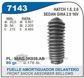 FUELLE DE TRANSMISION CAPEMI FORD FOCUS 1.8-2.0 FUELLE AMORTIGUADOR DELANTERO ESPIGA-ESPE