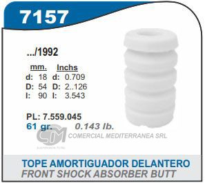 FUELLE DE TRANSMISION CAPEMI FIAT UNO/FIORINO 85-92 TOPE AMORTIGUADOR DELANTERO