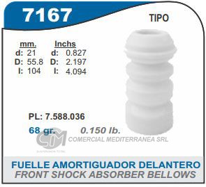 FUELLE DE TRANSMISION CAPEMI FIAT TIPO 1.6 93-96 TOPE AMORTIGUADOR DELANTERO