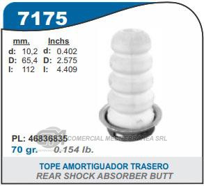 FUELLE DE TRANSMISION CAPEMI FIAT STILO 03-11 TOPE AMORTIGUADOR TRASERO