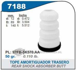FUELLE DE TRANSMISION CAPEMI FORD COURIER TOPE AMORTIGUADOR TRASERO OJAL SUPERIOR