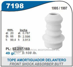 FUELLE DE TRANSMISION CAPEMI CHEVROLET AGILE 1.4/ASTRA/MONZA 2.0 94-98 TOPE AMORTIGUADOR