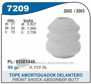 FUELLE DE TRANSMISION CAPEMI CHEVROLET ASTRA/VECTRA 02-12 TOPE AMORTIGUADOR DELANTERO