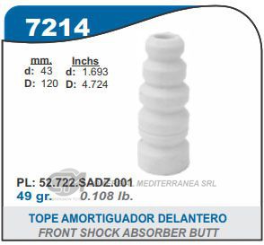 FUELLE DE TRANSMISION CAPEMI HONDA FIT 03-08 TOPE AMORTIGUADOR TRASERO ESPIGA ESPECIAL