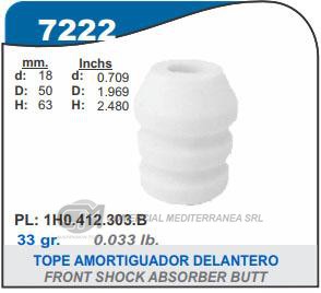 FUELLE DE TRANSMISION CAPEMI VOLKSWAGEN GOLF / AUDI A3 TOPE AMORTIGUADOR DELANTERO ESPIGA