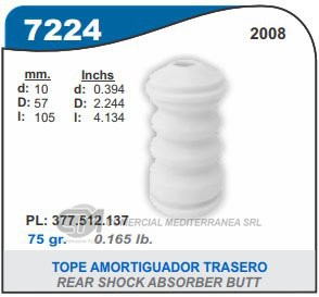 FUELLE DE TRANSMISION CAPEMI VOLKSWAGEN GOL/SAVEIRO TOPE AMORTIGUADOR TRASERO ESPIGA-OJAL