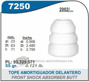 FUELLE DE TRANSMISION CAPEMI CHEVROLET CORSA/CORSA II/AGILE TOPE AMORTIGUADOR DELANTERO S
