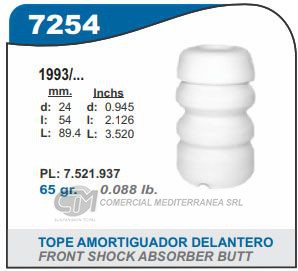 FUELLE DE TRANSMISION CAPEMI FIAT UNO/DUNA/FIORINO TOPE AMORTIGUADOR DELANTERO