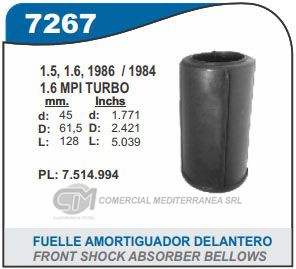 FUELLE DE TRANSMISION CAPEMI FIAT UNO 87-94/FIORINO 96-00 1.6 TOPE AMORTIGUADOR DELANTERO