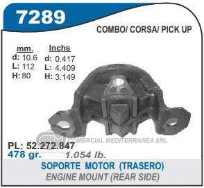SOPORTE DE CAJA CAPEMI CHEVROLET CORSA/PRISMA/CELTA SOPORTE TRASERO DE MOTOR