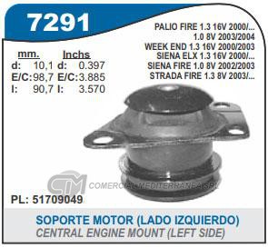 SOPORTE DE MOTOR CAPEMI FIAT PALIO/SIENA 1.3 16V FIRE 01/07/STRADA 1.3 8V FIRE 04/05
