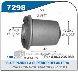 BUJE DE SUSPENSION CAPEMI TOYOTA HILUX SR5/HILUX SW4 96/00 3.0 TD BUJE PARRILLA SUPERI