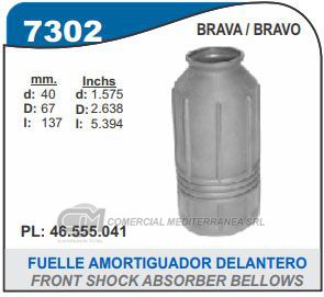 FUELLE DE TRANSMISION CAPEMI FIAT MAREA 1.8-2.4 98-07/BRAVA 99-.. TOPE AMORTIGUADOR DELAN