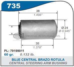 BUJE DE SUSPENSION CAPEMI VOLKSWAGEN 1500 BUJE CENTRO DE BRAZO DE ROTULA 11X24X38 MM