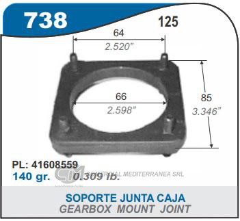 SOPORTE DE CAJA CAPEMI FIAT 125 SOPORTE JUNTA DE CAJA DE VEL.