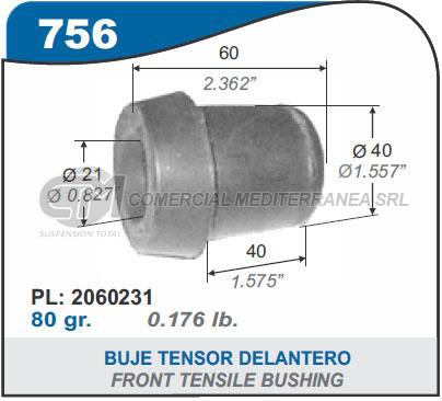BUJE DE SUSPENSION CAPEMI IKA TORINO BUJE TENSOR DELANTERO