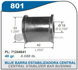 BUJE DE SUSPENSION CAPEMI VOLKSWAGEN 1500 BUJE CENTRAL DE BARRA ESTABILIZADORA