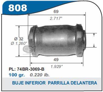BUJE DE SUSPENSION CAPEMI FORD TAUNUS BUJE PARRILLA INFERIOR DELANTERO 12X32X69X49 MM