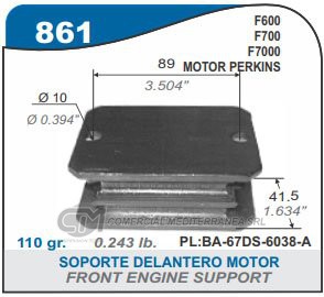 SOPORTE DE MOTOR CAPEMI FORD F600/F700/F7000 PERKINS 67/.. SOPORTE DELANTERO DE MOTO