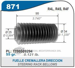 FUELLE DE TRANSMISION CAPEMI RENAULT 4/6 FUELLE CREMALLERA DIRECCION
