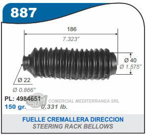 FUELLE DE TRANSMISION CAPEMI CHEVROLET CHEVETTE ../94 / OPEL K180 FUELLE CAJA DE DIRECCION