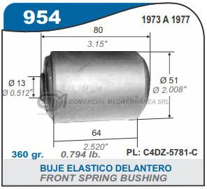 BUJES SUSPENSION FORD FALCON MOD. 73/77