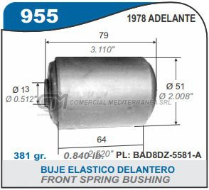 BUJES SUSPENSION FORD FALCON MOD. 73/77