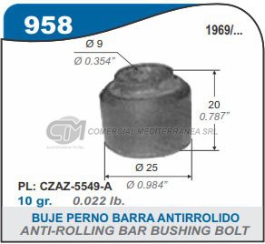 VARIOS SUSPENSION FORD FAIRLANE 69-> PERNO TENSOR BARRA AN