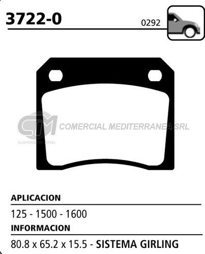 PASTILLA DE FRENOS LITTON FIAT 1500/1600/PEUGEOT 504 DELANTERA