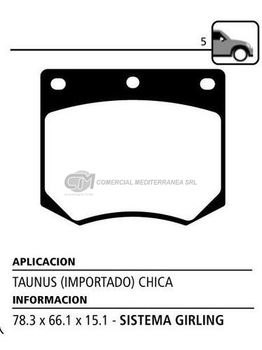 PASTILLA DE FRENOS LITTON FORD TAUNUS (CHICA) (METALICA)