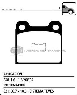 PASTILLA DE FRENOS LITTON VOLKSWAGEN GOL/SAVEIRO DELANTERA