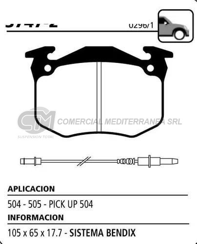 PASTILLA DE FRENOS LITTON PEUGEOT 505 96/.. IMPORTADO (METALICA)