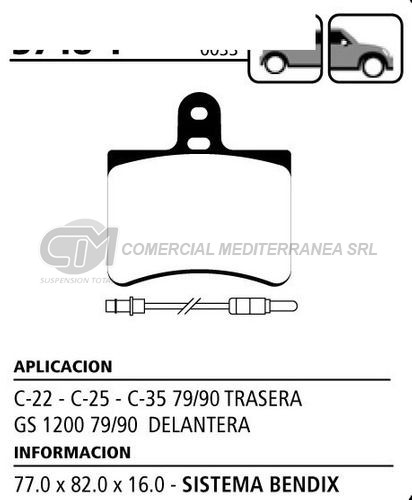 PASTILLA DE FRENOS LITTON CITROEN GS DELANTERA (METALICA)