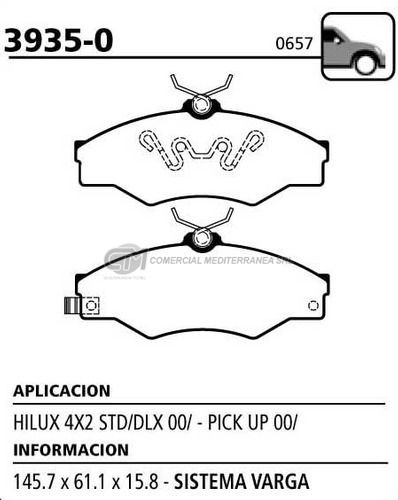 PASTILLA DE FRENOS LITTON TOYOTA HYLUX 1TON. 4X2 STD/DLX 2.8 00/DE